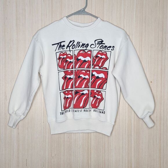 Zara Kids The Rolling Stones Sweatshirt Cream Crewneck Girls Size 9-10 - Picture 1 of 8